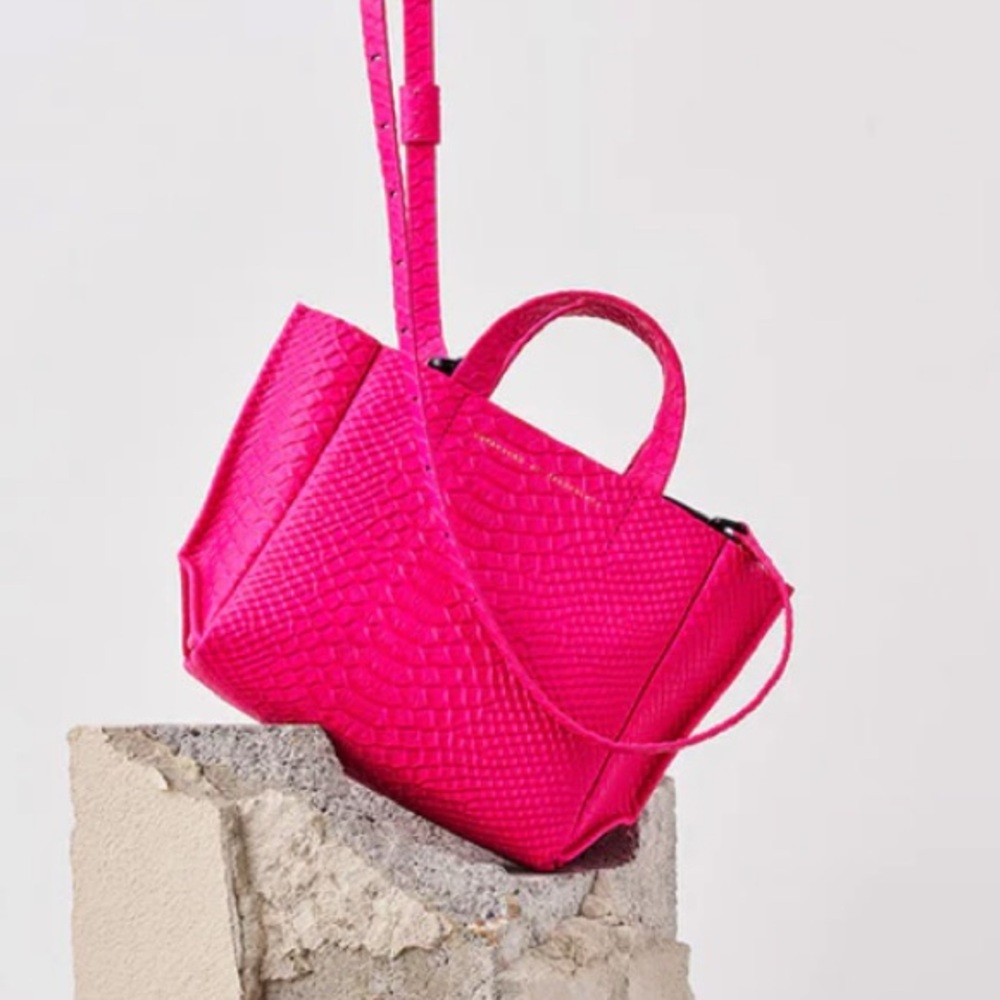 NWT Ampersand as apostrophe -Neon Pink Python Micro-Tote